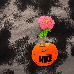 Nike t shirt men's XL 100% cotton pot themed grey/black blotches orange plant